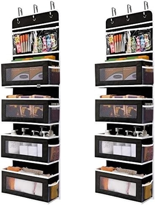JARLINK 2 패키지 5 칸의 셸 오버 도어 힐링 조직기, 접이성 벽 장착기 4 장 큰 주머니 PVC로 장착