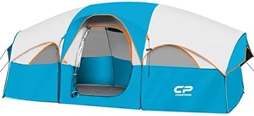 CAMPROS CP 텐트 8인 캠핑 텐트 날씨에 견딜 수 있는 가족 텐트 5 큰 망원경 창문, 이중 층, 분할