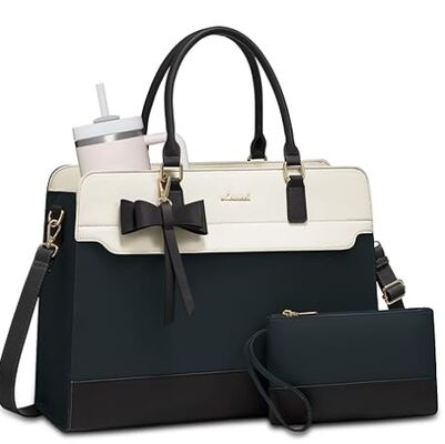 Laptop Tote Bag for Women,Leather Work Bag, Waterproof Business Teacher Bag,Large Computer Handbag Purse Briefcase,Office Gifts for Women