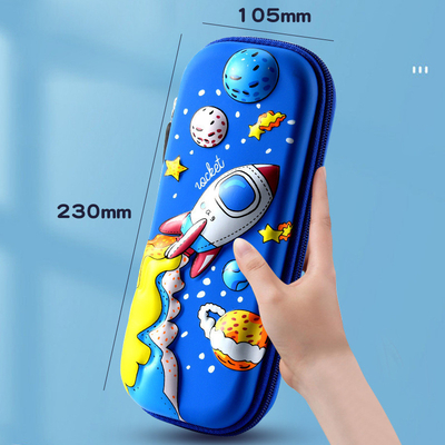연필 케이스 3D EVA 우주 연필 박스 갤럭시 연필 케이스 우주비행사 연필 펀치 파란색 만화 연필 홀더 큰