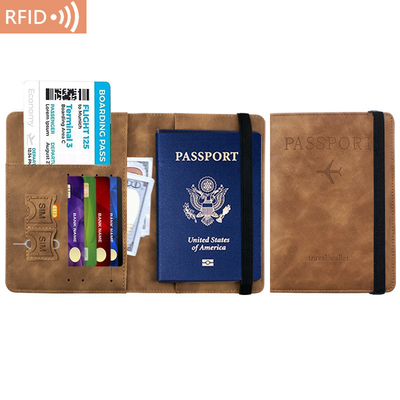 아마존 PU 가죽 여권 가방 RFID 다기능 여권 소유자 여권 표면 여권 표면