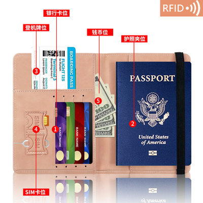 아마존 PU 가죽 여권 가방 RFID 다기능 여권 소유자 여권 표면 여권 표면