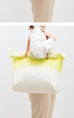 embroidered TOTE TASSEL DESIGN CANVAS BAG embroidered ALPHABET CANVAS UNDERARM NEW SHOULDER SUMMER HIGH CAPITY 여자용 가방
