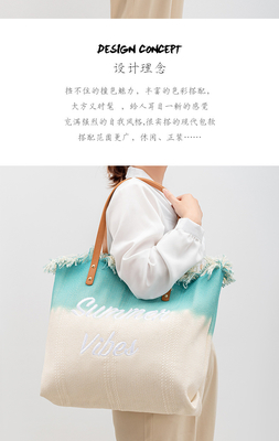 embroidered TOTE TASSEL DESIGN CANVAS BAG embroidered ALPHABET CANVAS UNDERARM NEW SHOULDER SUMMER HIGH CAPITY 여자용 가방