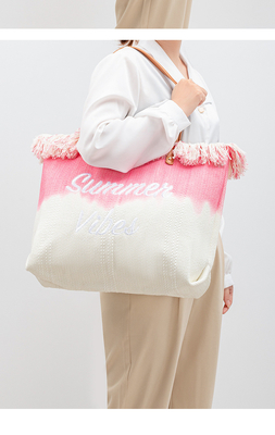 embroidered TOTE TASSEL DESIGN CANVAS BAG embroidered ALPHABET CANVAS UNDERARM NEW SHOULDER SUMMER HIGH CAPITY 여자용 가방
