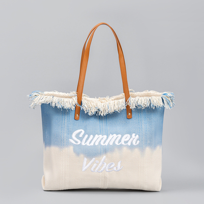 embroidered TOTE TASSEL DESIGN CANVAS BAG embroidered ALPHABET CANVAS UNDERARM NEW SHOULDER SUMMER HIGH CAPITY 여자용 가방