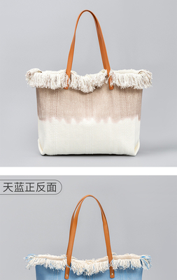 embroidered TOTE TASSEL DESIGN CANVAS BAG embroidered ALPHABET CANVAS UNDERARM NEW SHOULDER SUMMER HIGH CAPITY 여자용 가방