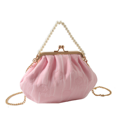2024 NEW RETRO FAIRY SOLID COLOR SMALL BAG WHITE HAND HAND BAG PEARL 여자들의 직선 직물