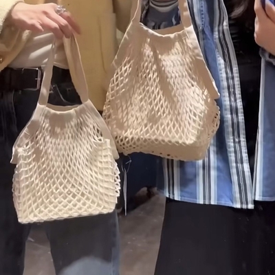 목화망 가방 저장 가방 과일과 채소 상인 슈퍼 쇼핑 가방 토테 가방 작은 직물 여자 가방