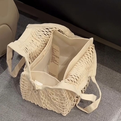 목화망 가방 저장 가방 과일과 채소 상인 슈퍼 쇼핑 가방 토테 가방 작은 직물 여자 가방