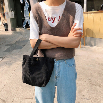 아트시 코르두로이 가방 휴대용 미니 래디스 클루치 가방 빈타지 옷 가방 벤토 가방