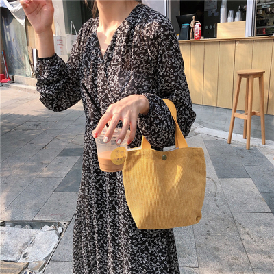 아트시 코르두로이 가방 휴대용 미니 래디스 클루치 가방 빈타지 옷 가방 벤토 가방