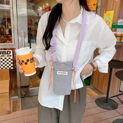 코르두로이 크로스보디 전화 가방 크로스보디 어깨 가방 여자 걸음걸이 미니 저장 가방
