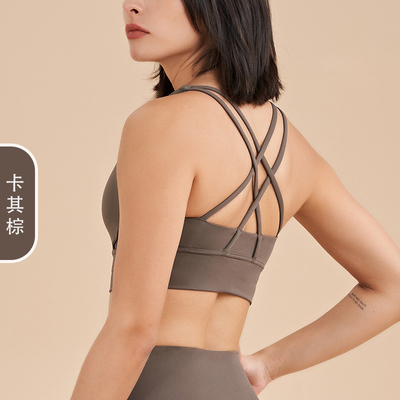 양면 브러시드 크로스 백 스포츠 하복 충격 방지 푸시업 요가 스포츠 브라 피트니스 웨스트
