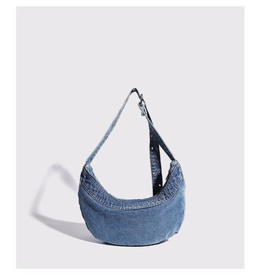 2024 CROSS-BORDER NEW UNDERARM BAG NICHE DESIGN RETRO Wash Denim BAG SENIOR DUMPLING BAG 이고 있는 디자인
