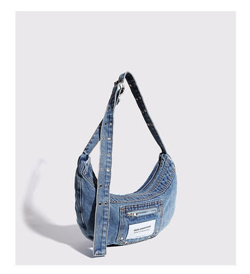 2024 CROSS-BORDER NEW UNDERARM BAG NICHE DESIGN RETRO Wash Denim BAG SENIOR DUMPLING BAG 이고 있는 디자인