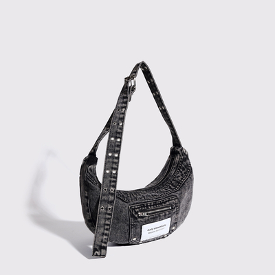 2024 CROSS-BORDER NEW UNDERARM BAG NICHE DESIGN RETRO Wash Denim BAG SENIOR DUMPLING BAG 이고 있는 디자인