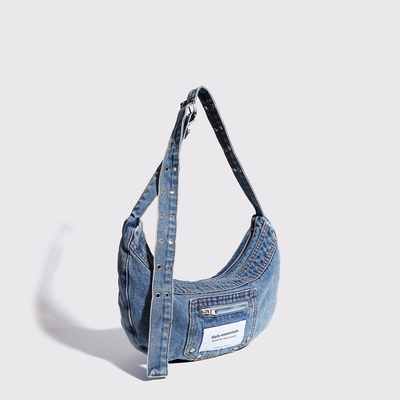 2024 CROSS-BORDER NEW UNDERARM BAG NICHE DESIGN RETRO Wash Denim BAG SENIOR DUMPLING BAG 이고 있는 디자인