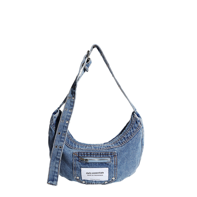 2024 CROSS-BORDER NEW UNDERARM BAG NICHE DESIGN RETRO Wash Denim BAG SENIOR DUMPLING BAG 이고 있는 디자인