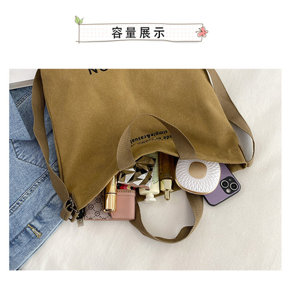 남성 및 여성의 크로스보디 가방 세탁 캔버스 두꺼운 핸드백 큰 용량 트렌드 도시 예술 학생 가방