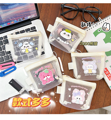 카툰 NET MONEY PURSE CUTE CHANGE 저장 가방 투명 휴대용 카드 주머니 빨간 봉투 미니 저장 가방
