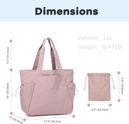 여자용 BTOOP TOTE BAG, 접이 가능한 해변 체육관 가방, 옆으로 긁는 가벼운 무게 여행, 업무용 상점 어깨 가방