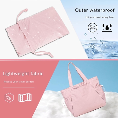 여자용 BTOOP TOTE BAG, 접이 가능한 해변 체육관 가방, 옆으로 긁는 가벼운 무게 여행, 업무용 상점 어깨 가방