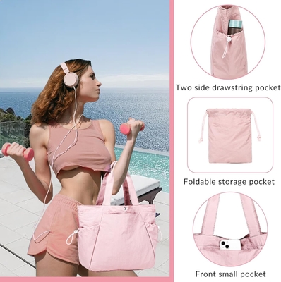 여자용 BTOOP TOTE BAG, 접이 가능한 해변 체육관 가방, 옆으로 긁는 가벼운 무게 여행, 업무용 상점 어깨 가방