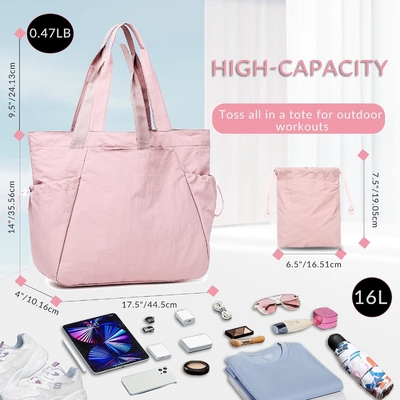 여자용 BTOOP TOTE BAG, 접이 가능한 해변 체육관 가방, 옆으로 긁는 가벼운 무게 여행, 업무용 상점 어깨 가방
