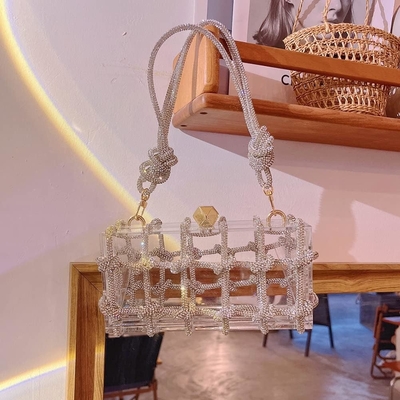 맑은 아크릴 가방 라인스톤 아크릴 클러치 크리스탈 저녁 가방 여성 윙싱 핸드백 결혼식 칵테일 파티