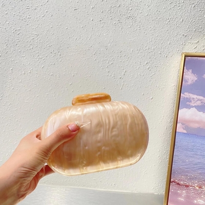 여성용 아크릴 저녁 클러치 가방 껍질 모양 어깨 크로스 보디 가방 반짝이는 대리석 가방 핸드백