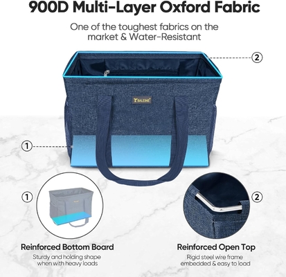 발레인 EXTRA LARGE UTILITY TOTE BAG WITH WIRE FRAME FOR STORE (블루, 16.5'X14'X10'')