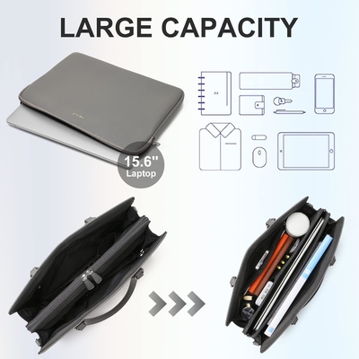 KEYLI 4PC 세트 여자용 노트북 가방 큰 가죽 노트북 USB 충전 포트와 함께 브리프 케이스 컴퓨터 어깨 톱 가방 PU