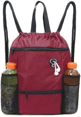 BEEGREEN DRAWSTRING-BACK-GYM-BAG, LARGE SPORTS BAG, STRING RUCKPACK CINCH BAG 남녀용 빨강
