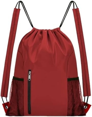 BEEGREEN DRAWSTRING-BACK-GYM-BAG, LARGE SPORTS BAG, STRING RUCKPACK CINCH BAG 남녀용 빨강