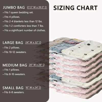 SUOCO 8 중형 진공 저장 가방, 공간 절약 가방 여행 수동 펌프, 압축 공기 밀폐