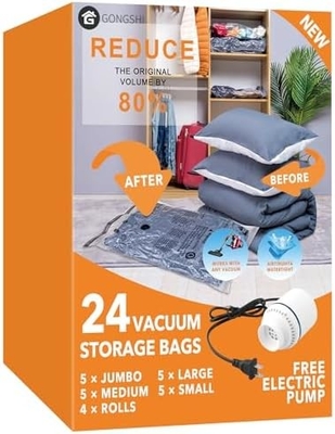 12 패키지 진공 저장 가방 (3 X JUMBO, 3 X LARGE, 3 X MEDIUM, 3 X SMALL)
