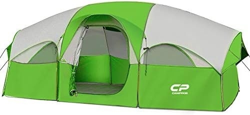 CAMPROS CP 텐트 8인 캠핑 텐트 날씨에 견딜 수 있는 가족 텐트 5 큰 망원경 창문, 이중 층, 분할