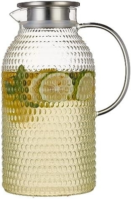 뚜?? 이 있는 카라푸 유리 냄비, 68Oz 온도 내성 물 잔, 뜨거운/냉면 물, 얼음 차 및 주스 음료 명확