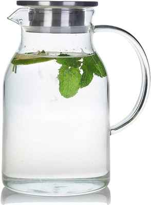 뚜?? 이 있는 카라푸 유리 냄비, 68Oz 온도 내성 물 잔, 뜨거운/냉면 물, 얼음 차 및 주스 음료 명확