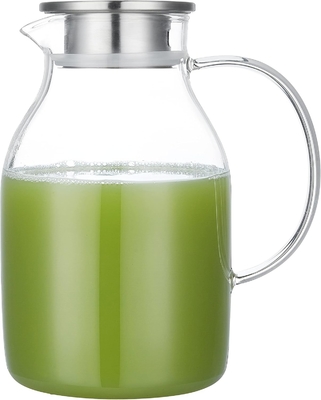 뚜?? 이 있는 카라푸 유리 냄비, 68Oz 온도 내성 물 잔, 뜨거운/냉면 물, 얼음 차 및 주스 음료 명확