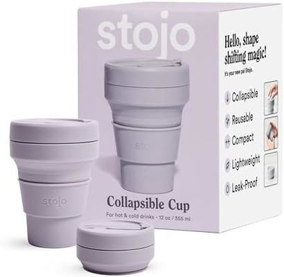접히는 여행컵 - 샐리지 그린, 12oz / 355ml - 누출 방지 할 수 있는 재사용 가능한 주머니 사이즈 실리콘 병