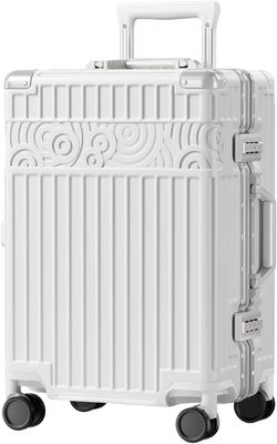 칩 없는 수하물 4륜 20인치 하드 셸 가방 PC+ABS TSA 잠금 4 금속 코너 흰색