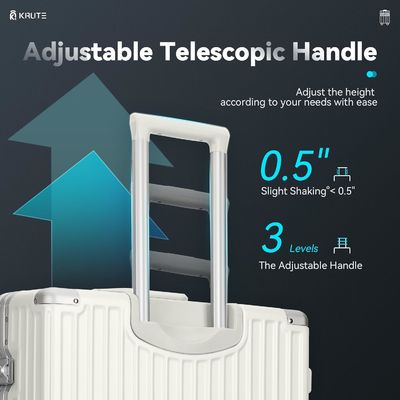 칩 없는 수하물 4륜 20인치 하드 셸 가방 PC+ABS TSA 잠금 4 금속 코너 흰색