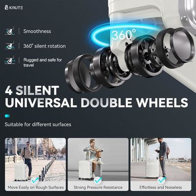 칩 없는 수하물 4륜 20인치 하드 셸 가방 PC+ABS TSA 잠금 4 금속 코너 흰색