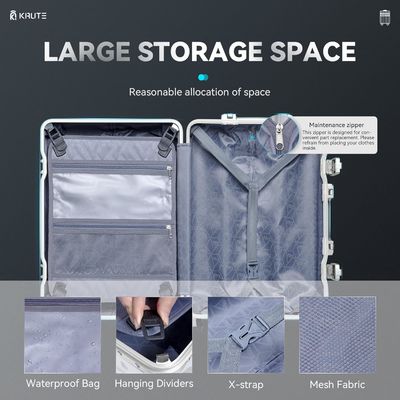 칩 없는 수하물 4륜 20인치 하드 셸 가방 PC+ABS TSA 잠금 4 금속 코너 흰색