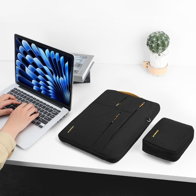 적합,MacBook Pro 13-14 인치, 핸들 및 액세서리 주머니와 함께 재활용 PET 노트북 휴대 케이스