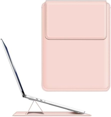 노트북 케이스 MacBook Air 13.6M3 M2 A3113 A2681/MacBook Pro 14 A2992-PU 스탠드 기능이 있는 가죽 얇은 가방 덮개, 갈색