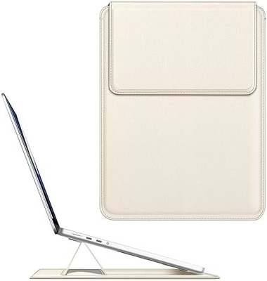 노트북 케이스 MacBook Air 13.6M3 M2 A3113 A2681/MacBook Pro 14 A2992-PU 스탠드 기능이 있는 가죽 얇은 가방 덮개, 갈색