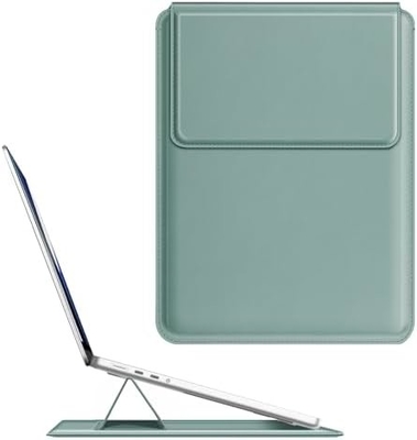 노트북 케이스 MacBook Air 13.6M3 M2 A3113 A2681/MacBook Pro 14 A2992-PU 스탠드 기능이 있는 가죽 얇은 가방 덮개, 갈색
